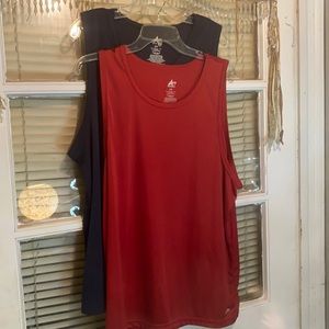 Athletech 2 Silky Sleeveless Workout Shirts In Red & Black- New Wout tags!!!